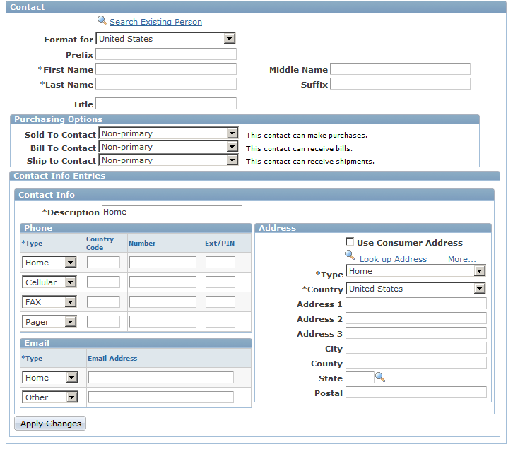<>Create Contact of <customer> page (2 of 2)