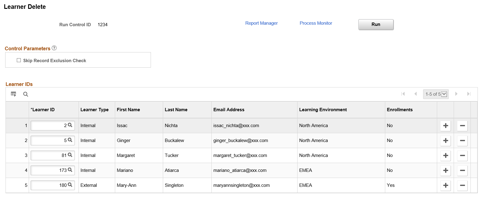 Learner Delete page