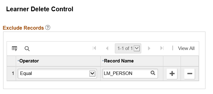 Learner Delete Control page