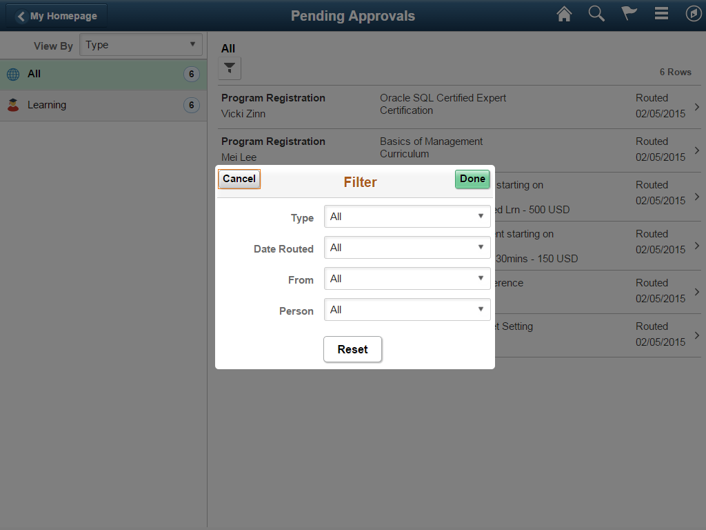 Filter page
