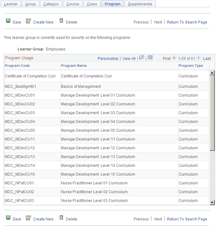 Program page