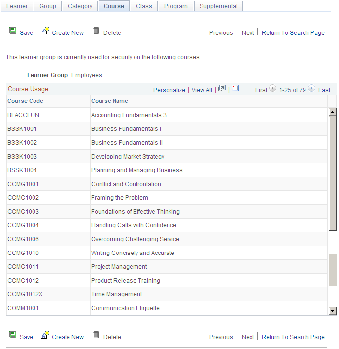 Course page