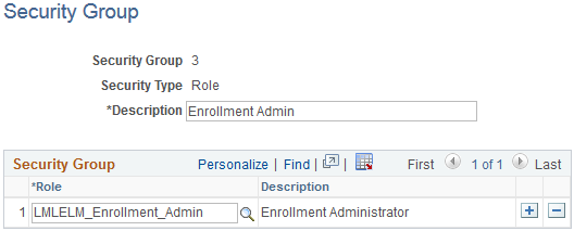 Security Group page