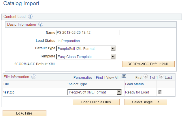 Catalog Import page