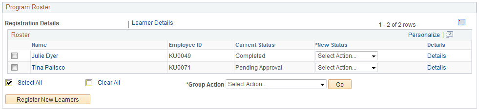View Certification Roster page (2 of 2)