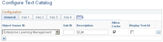 Configure Text Catalog page