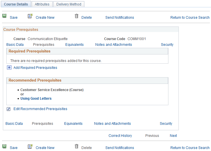 Course Details: Prerequisites page