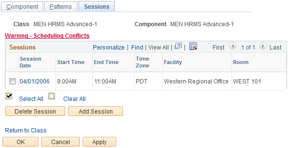 Sessions page