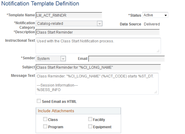 Notification Template Definition (page 1 of 2)
