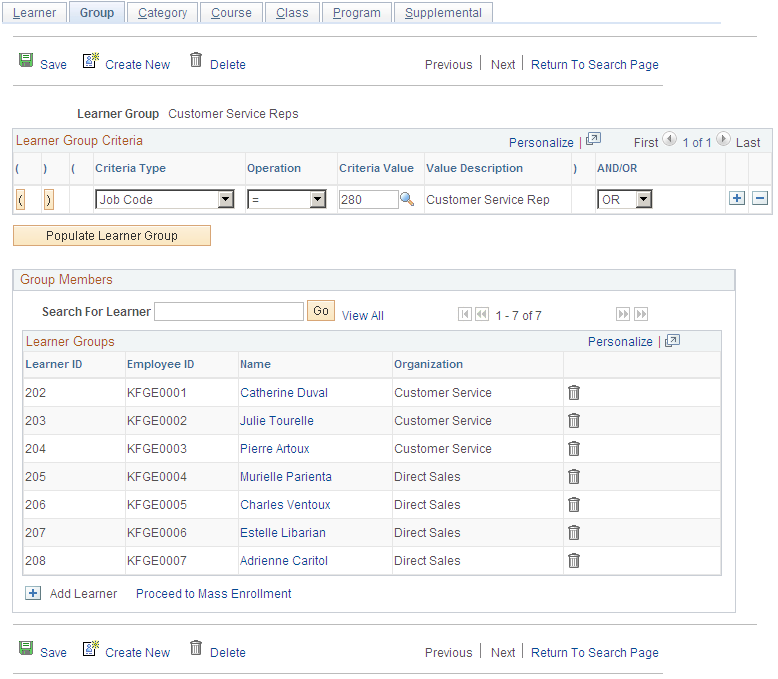 Group page