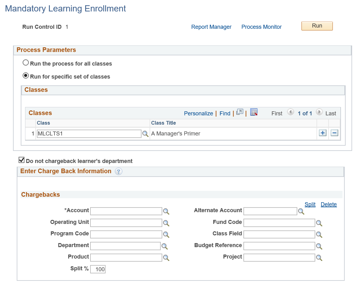 Mandatory Learning Enrollment Page