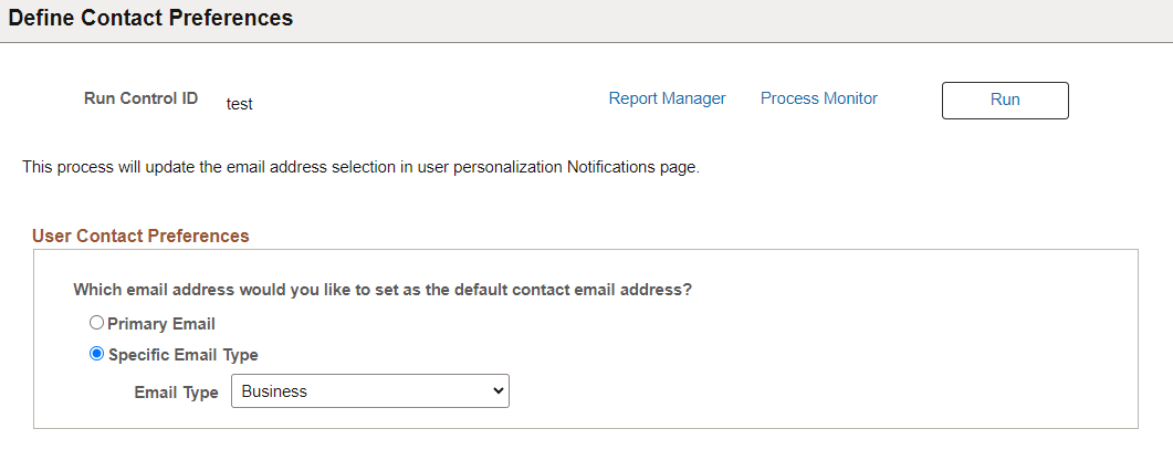 Define Contact Preferences Page