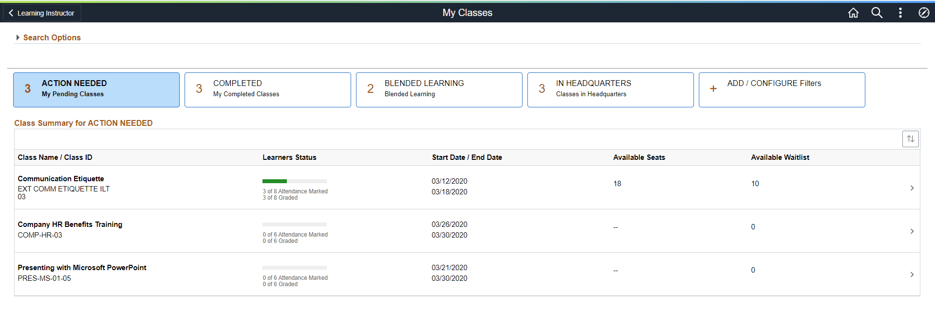 LFF_My Classes page