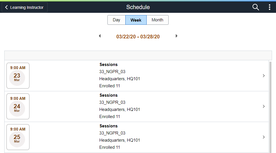 Schedule-Week page