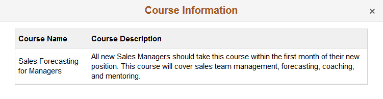 Course Information page