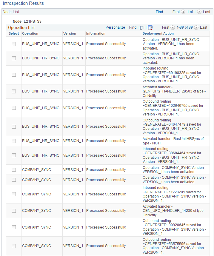 Example of the Introspection Results for incremental sync operations after deployment
