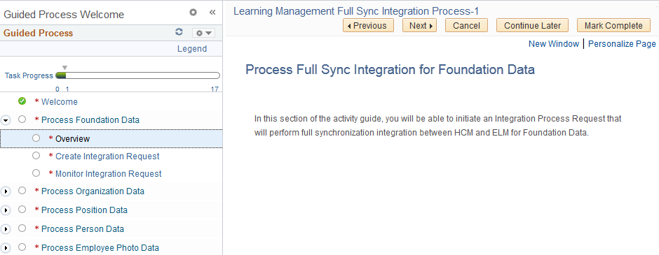Overview page