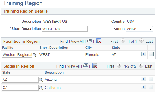 Training Region page