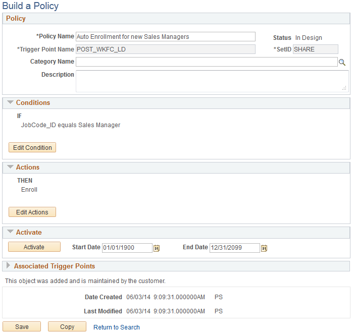 Build a Policy page