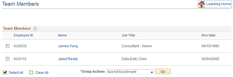 Team Members page
