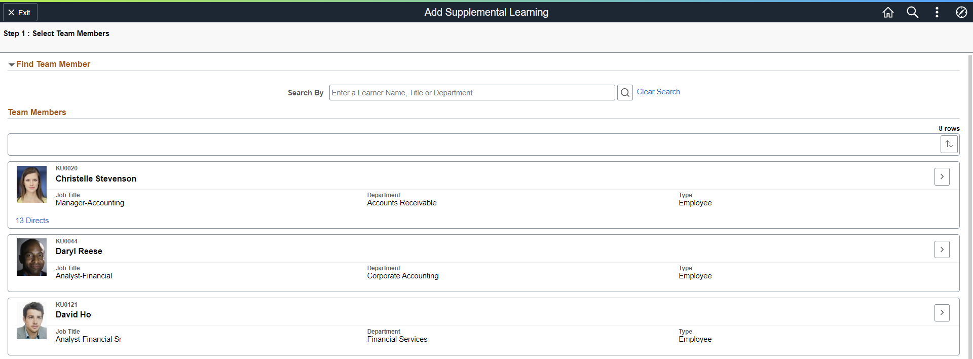 Step 1 of Add Supplemental Learning