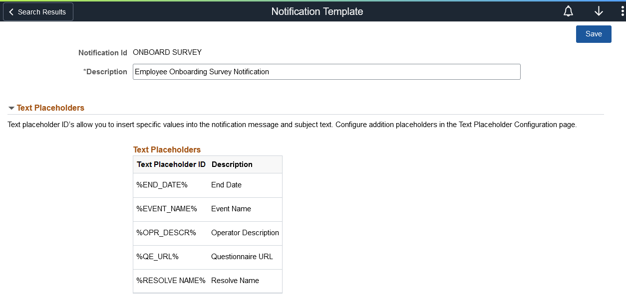 Notification Template page (1 of 2)