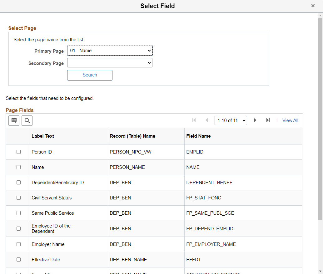 Select Fields_masking_Advanced Options page