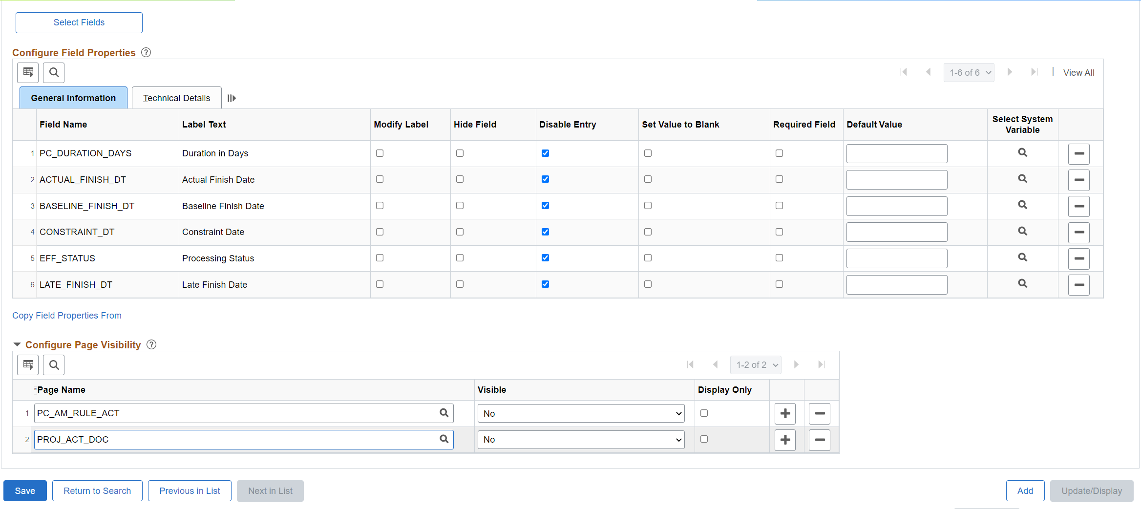 Page and Field Configurator (2-2)