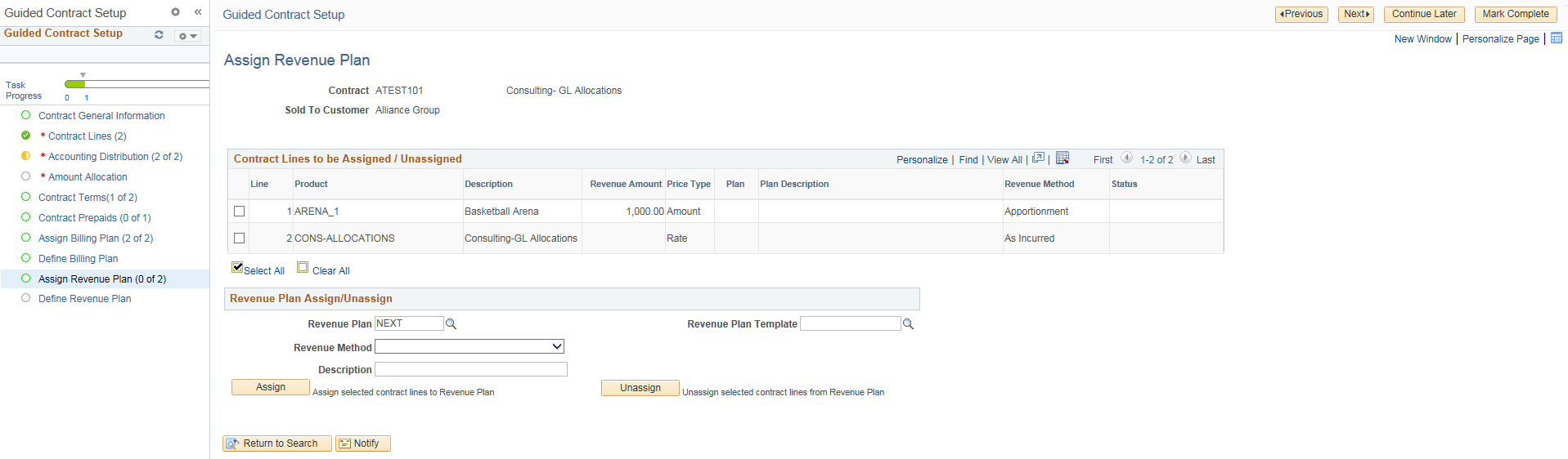 Assign Revenue Plan