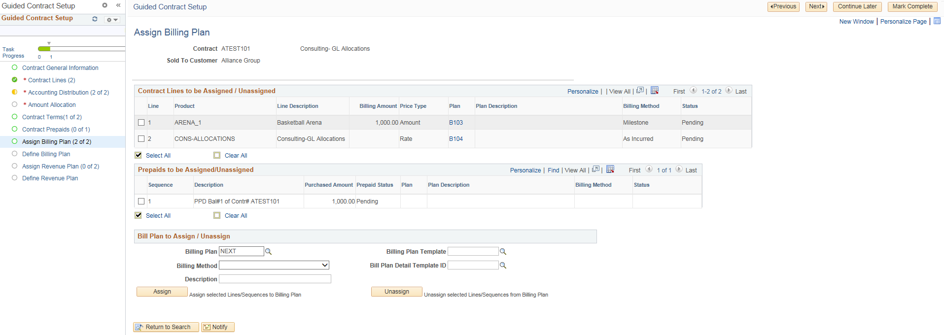 Assign Billing Plan