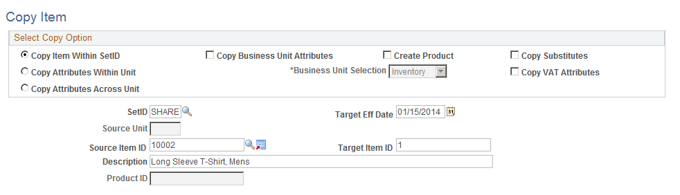 Copy Item page