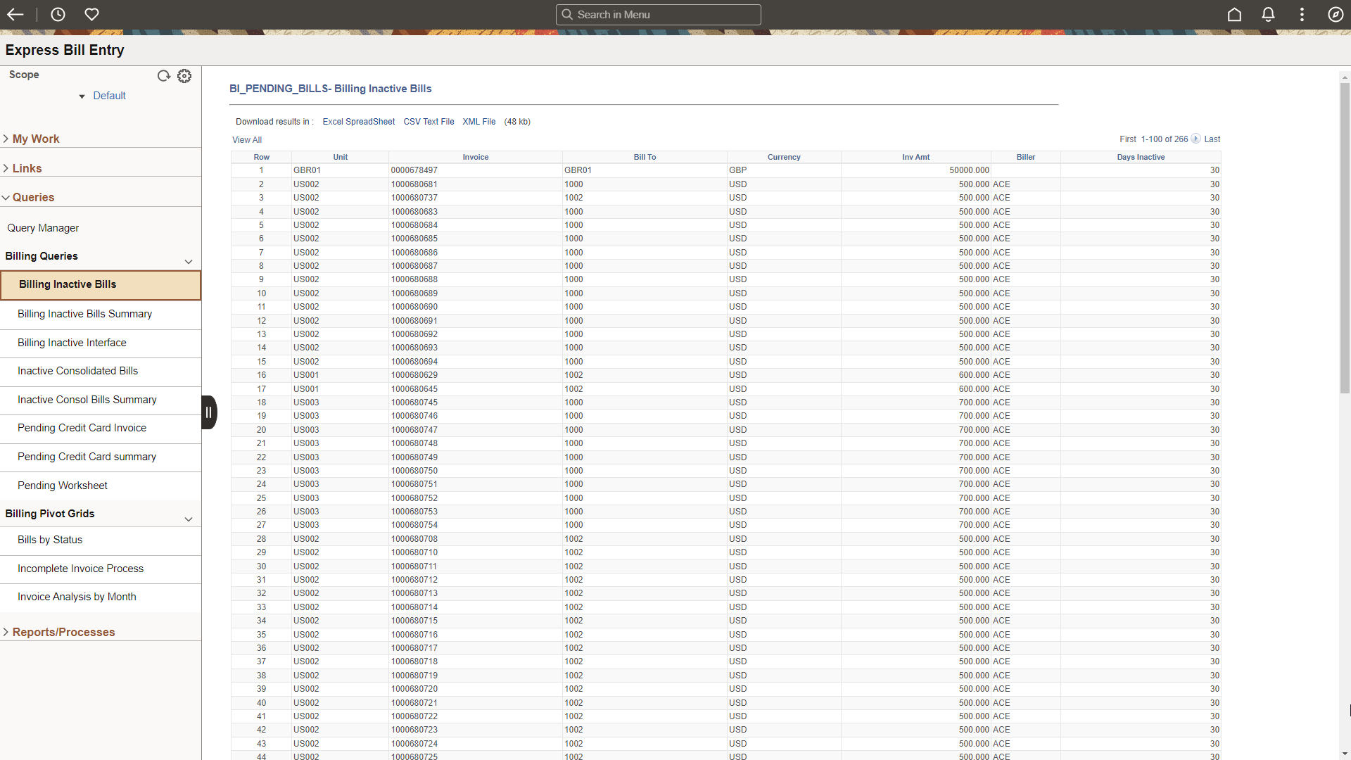 Billing WorkCenter - Queries (Fluid)