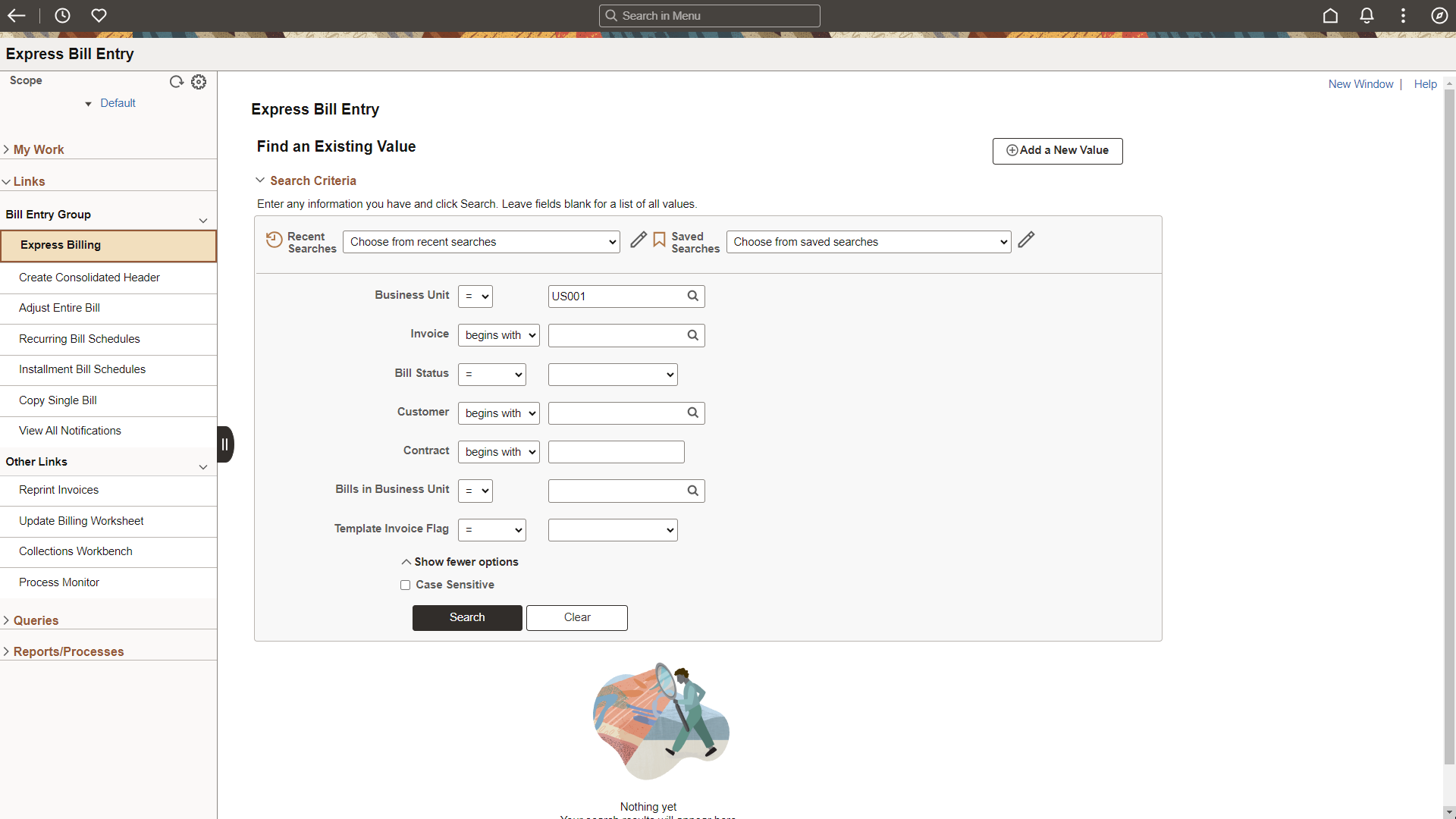 Billing WorkCenter - Links (Fluid)