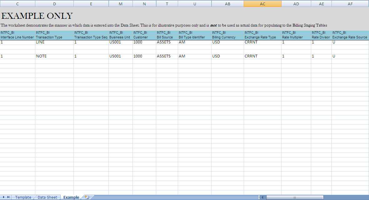 Example worksheet