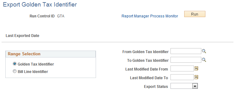 Export Golden Tax Identifier Page