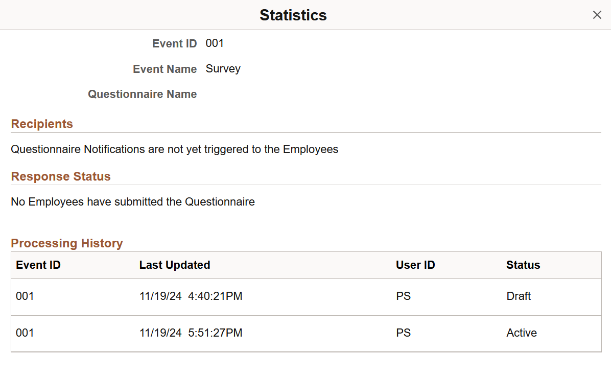 Statistics page