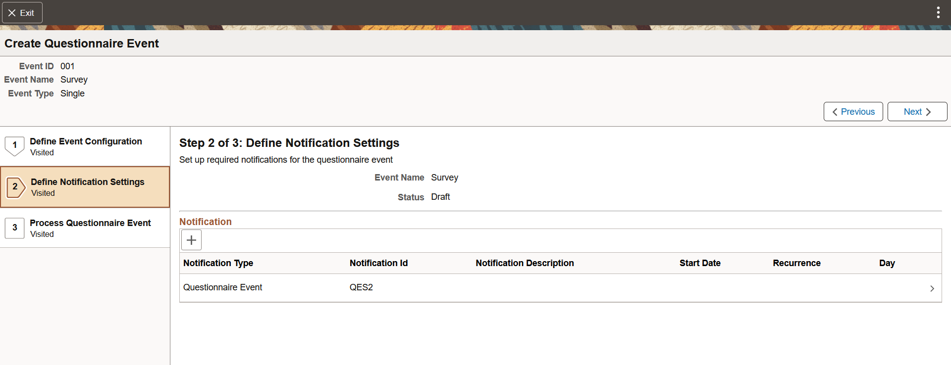 Define Notification Settings page