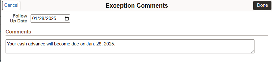 Exception Comments