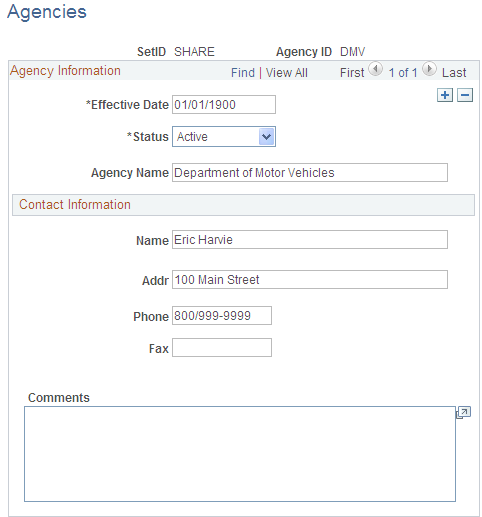 Agencies page