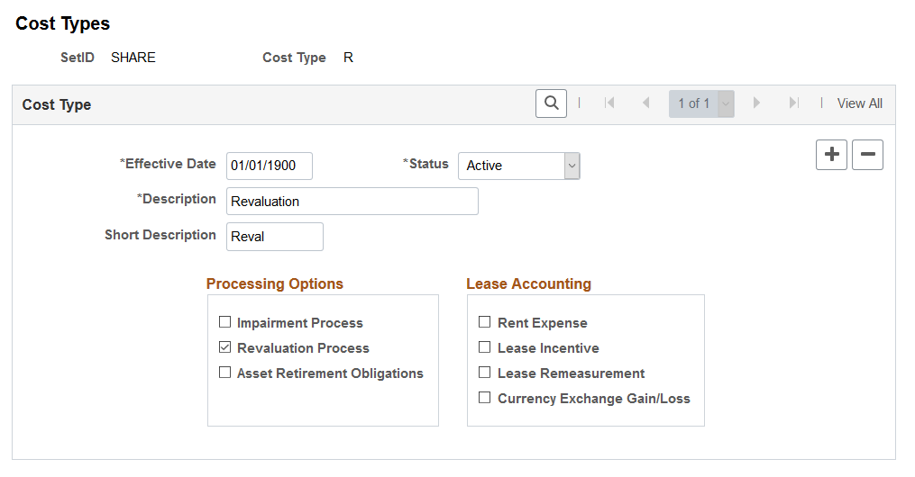 Cost Types Page