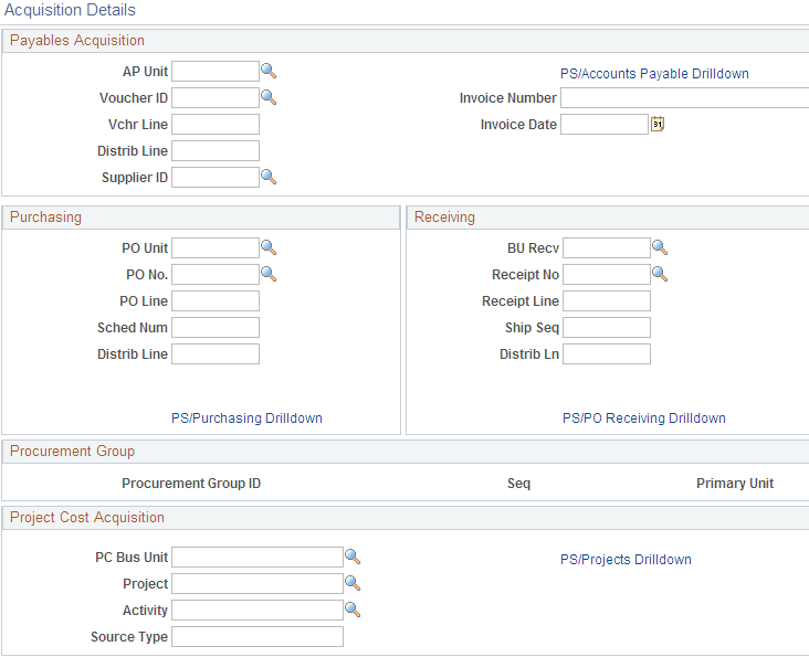 Acquisition Details page