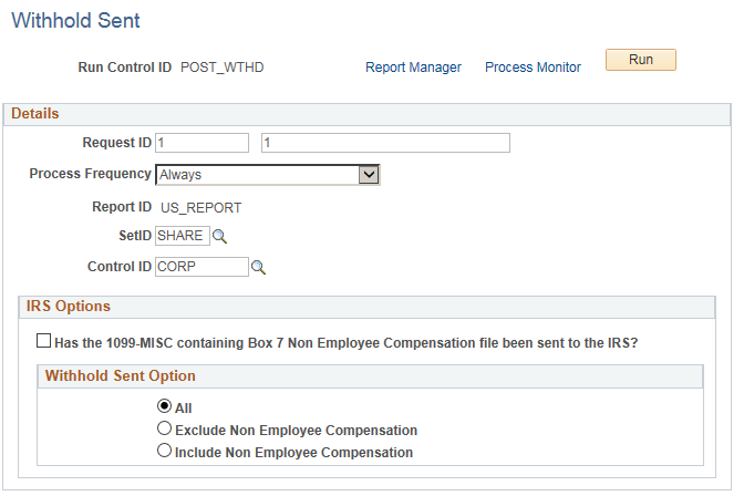 Withhold Sent page