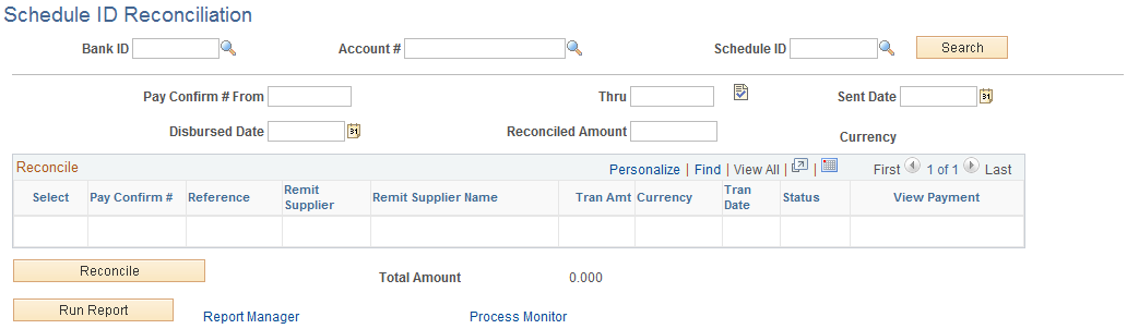 Schedule ID Reconciliation page