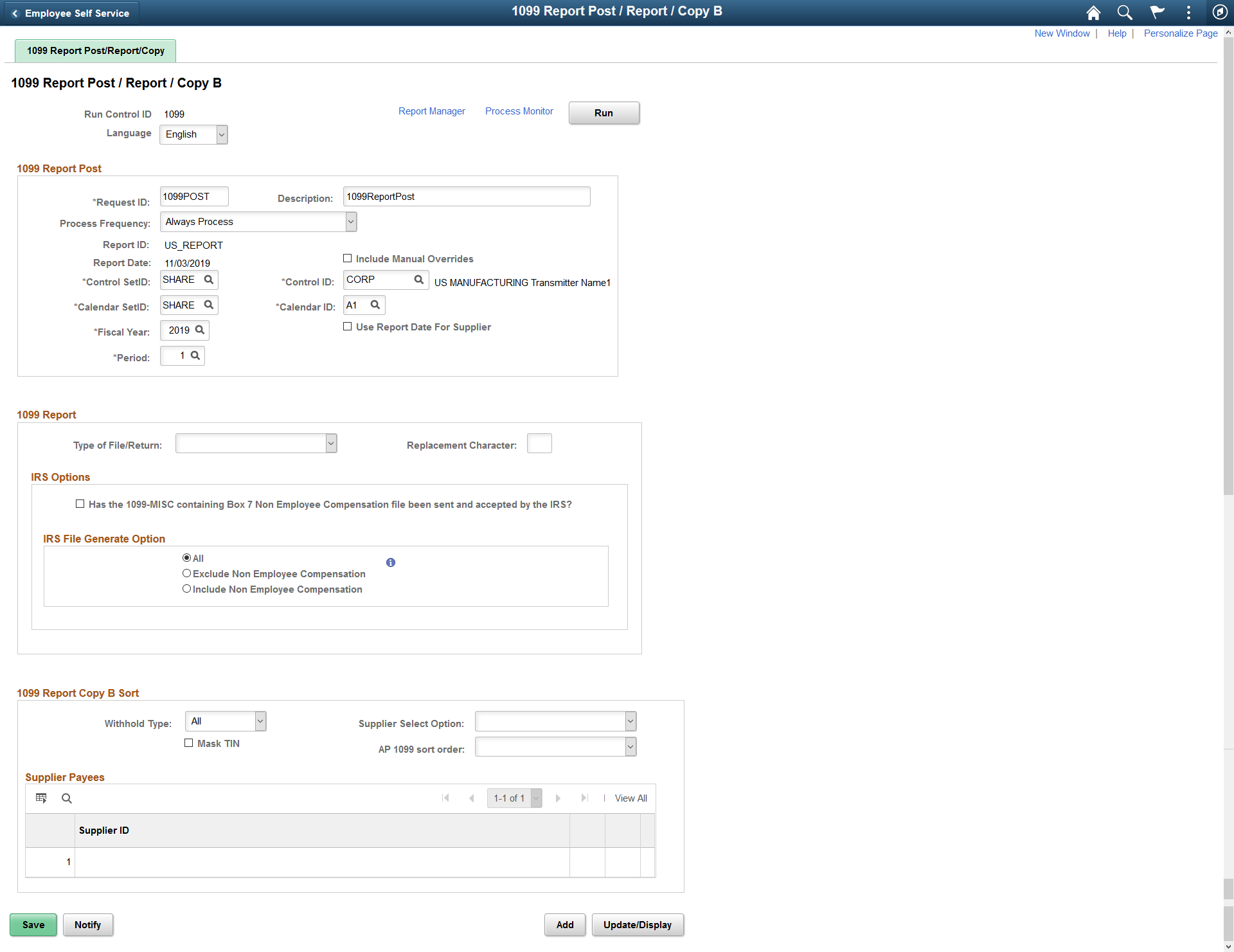 1099 Report Post / Report / Copy B page