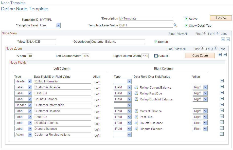 Define Node Template page (user level)
