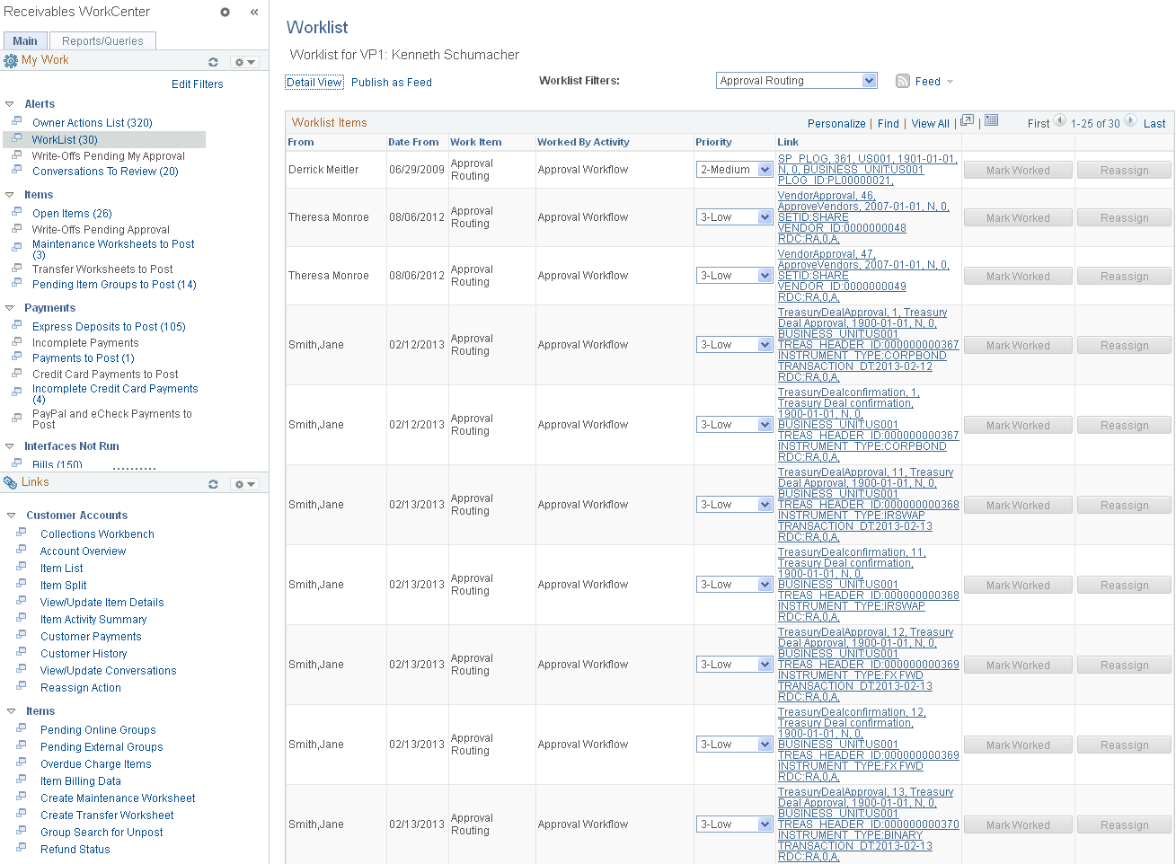 Worklist page