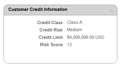 Customer Credit Information Pagelet