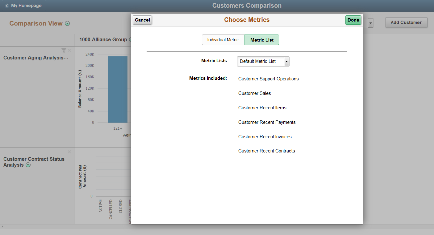 Choose Metrics Page