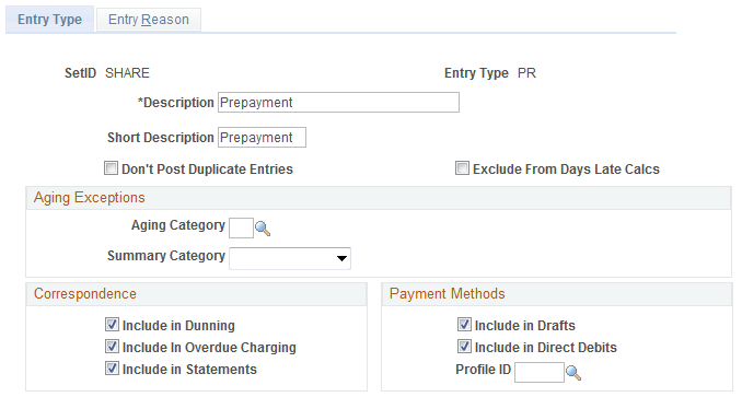 Entry Type page