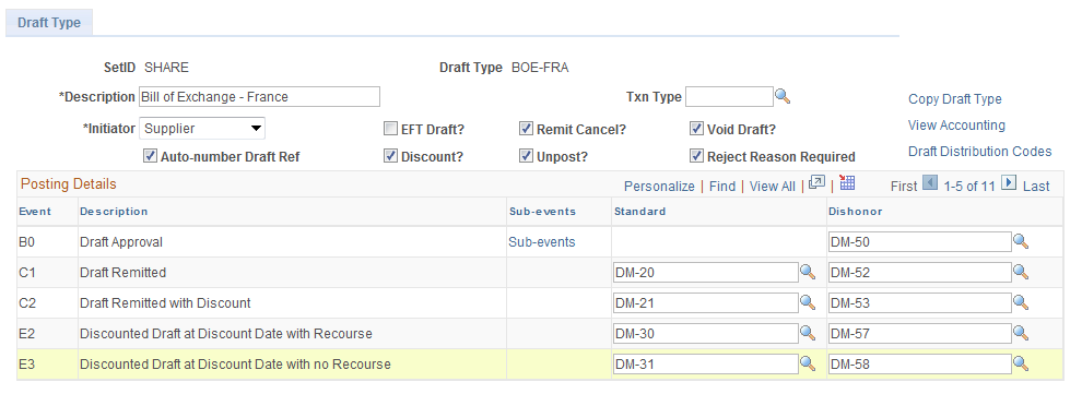 Draft Type page